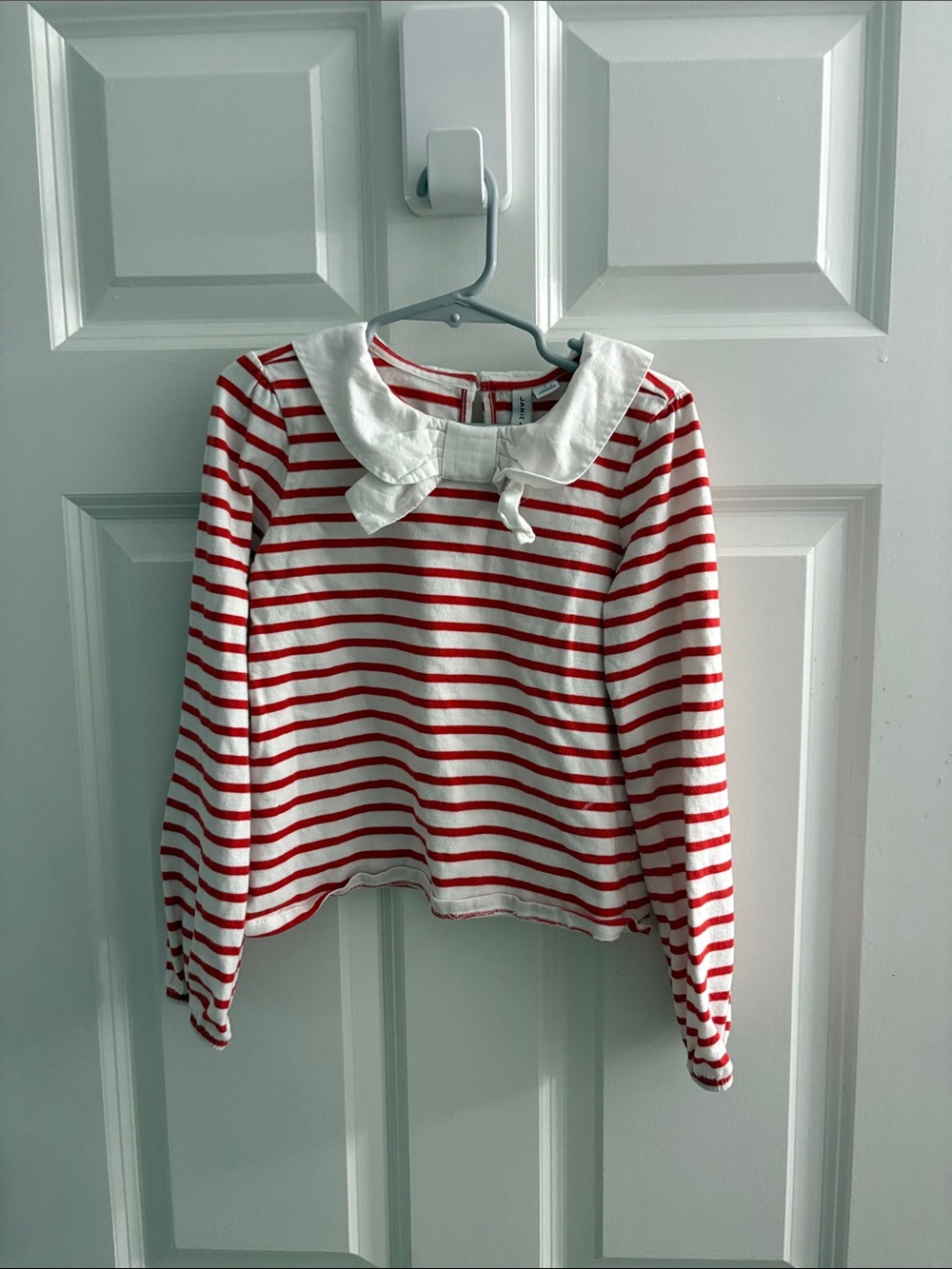 Janie and Jack Red & White Striped Long-Sleeve Top with Peter Pan Collar